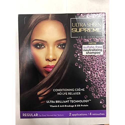 Ultra Sheen Supreme Conditioning Creme No Lye Relaxer with Ultra Brilliant Technology New Sulfate Neutralizing Shampoo Vitamin E Anti Breakage & Silk Protein - Regular
