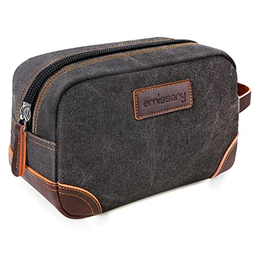 emissary Toiletry Bag for Men, Canvas Travel Toiletry Bag Men's Dopp Kit, Water-resistant Bathroom Bag Mens Shaving Kit, Travel Kit Small Bags, Shaving Bag, Toiletry Bags
