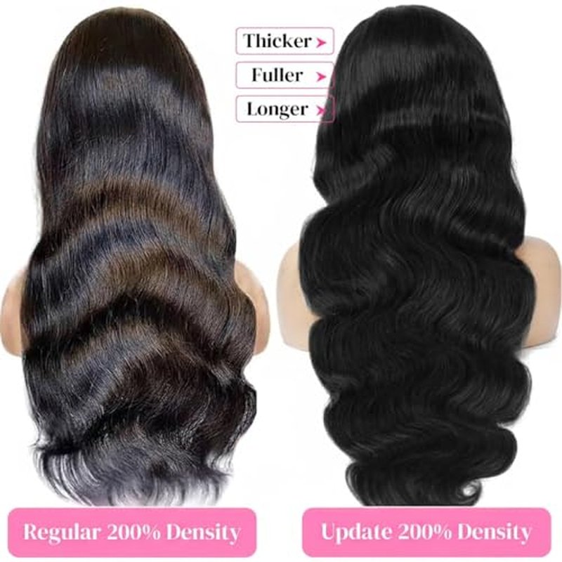 22 Inch 13x6 Lace Front Wigs Human Hair 200 Density HD Lace Frontal Wig Pre Plucked Body Wave Wig with Baby Hair Virgin Human Hair Wigs for Women Daily Tangle-free