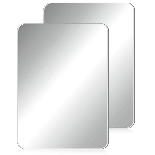 Blulu 2 Pcs Magnetic Locker Mirror Small Real Glass School Rectangular Locker Magnetic Makeup Mirror for Bathroom Household Refrigerator Cabinet(12 x 16 Inches)