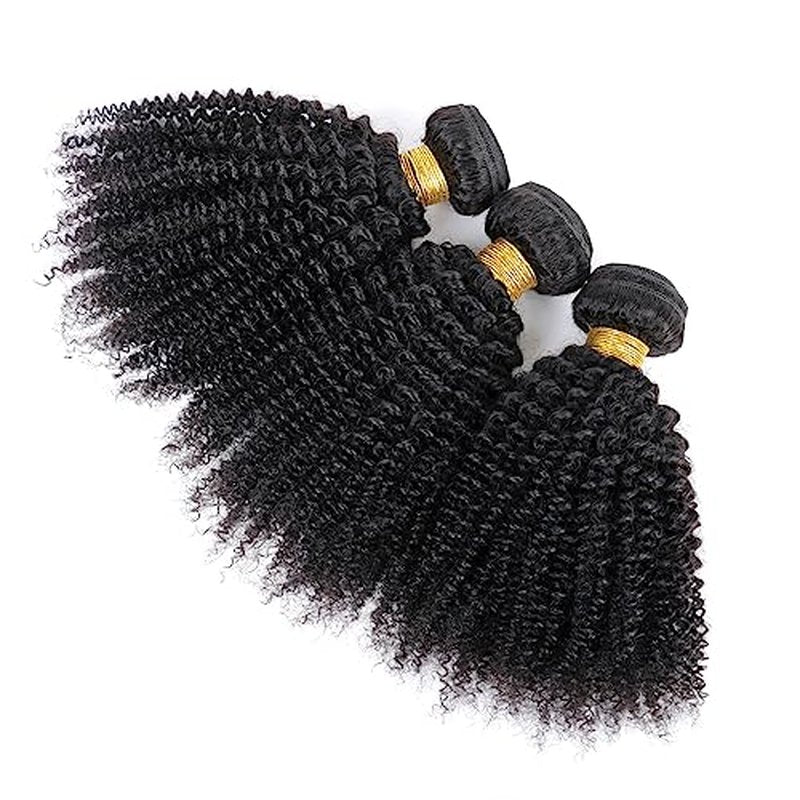 Afro Kinky Curly Boho Human Hair 3 Bundles14 16 18Inch Curly Weave Bundles Unprocessed Virgin Hair Afro Curly Hair Extensions for Black Women Natural Color