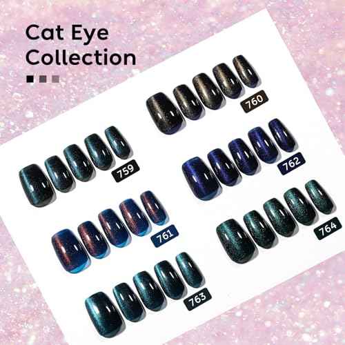 AIMEILI Cat Eye Gel Nail Polish U V LED Hema Free Cruelty Free Vegan Gel Polish Colors for Nail Art Kit Set Of 6pcs X 10ml - Kit Set 74