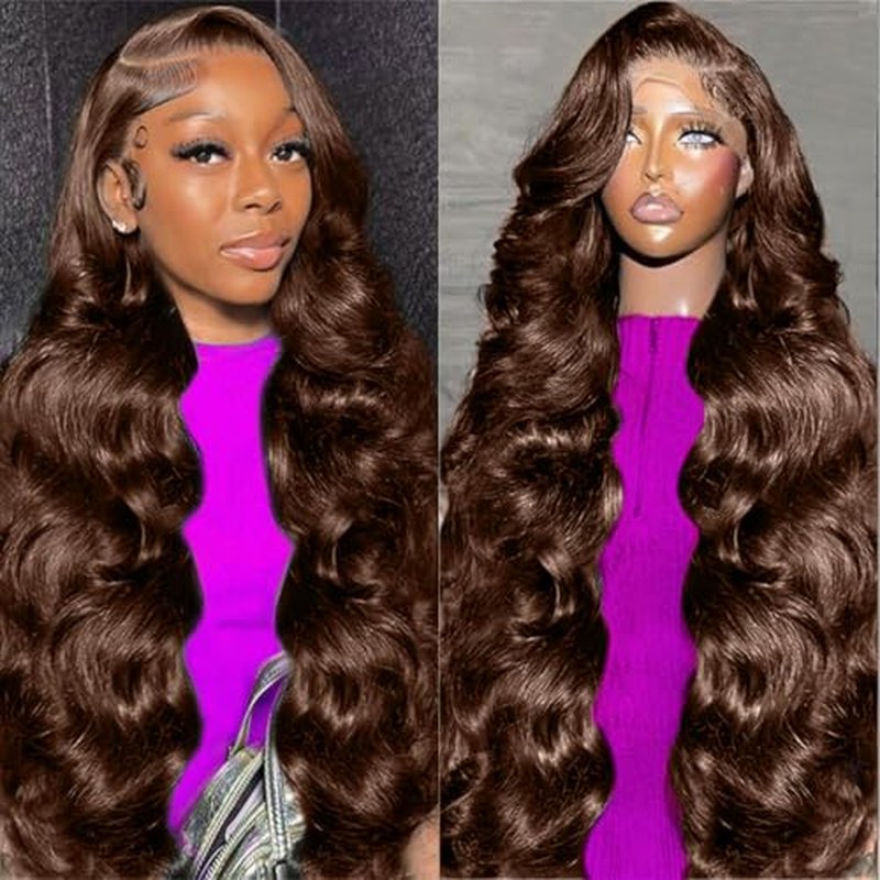 200 Density Body Wave 13x6 Hd Lace Front Wigs Human Hair Pre Plucked Chocolate Brown Lace Front Wig Colored Human Hair Wigs for Black Women Brown Wig Human Hair 20 Inch