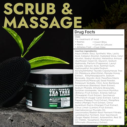 Foot Scrub with Tea Tree Oil | Callus Remover For Feet | Exfoliating Scrub with Salicylic and Glycolic Acid for Dead Skin, Athlete¡¯s Foot, Warts, Corns, Rashes, Foot Odor, Insect Bites and Foot Care