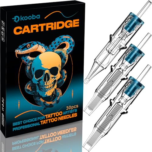 Kooba 1207RS Tattoo Cartridge Needles 30 Pcs # 12 Standard 7 Round Shader Long Taper with Membrane Safety Cartridges Disposable for Rotary Tattoo Machine Pen Gun