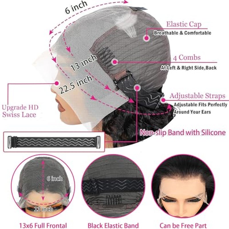 22Inch 13X6 Lace Front Wigs Human Hair 200% Density Deep Wave HD Transparent Lace Front Wigs Human Hair Pre Plucked Glueless Wigs Deep Curly Human Hair for Women With Baby Hair