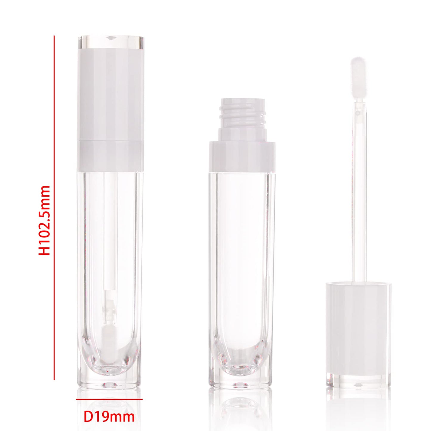 COSIDEA 26 pcs Refillable Empty 8ml Lip Gloss Tubes with clear Wand，Round white Lipgloss Containers，DIY cosmetic packing Container Bulk Wholesale