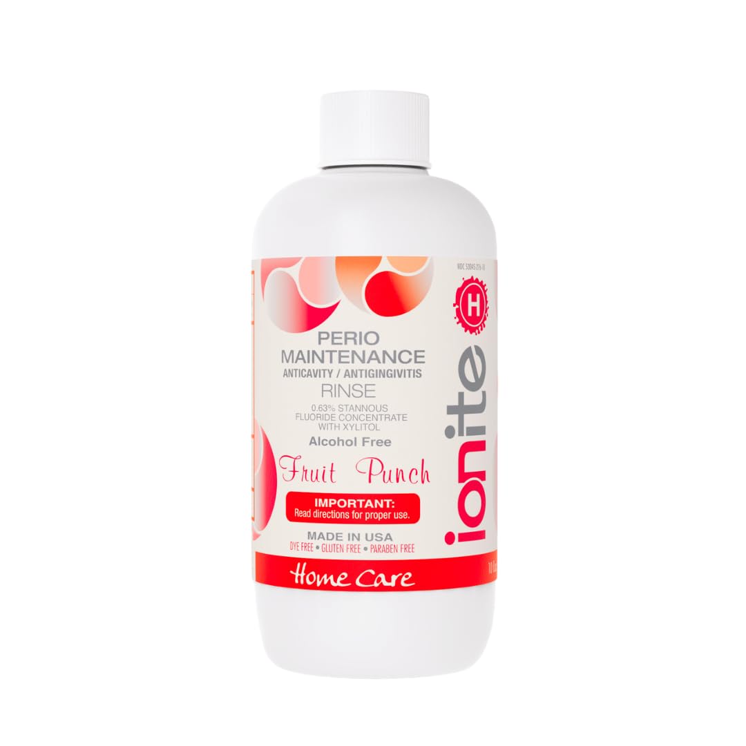 Ionite-H Home Care 0.63% Stannous Fluoride Perio Maintenance Rinse Mouthwash - with Mixing Cup/Shaker and Dispensing Pump (10 Fl oz, FruitPunch)