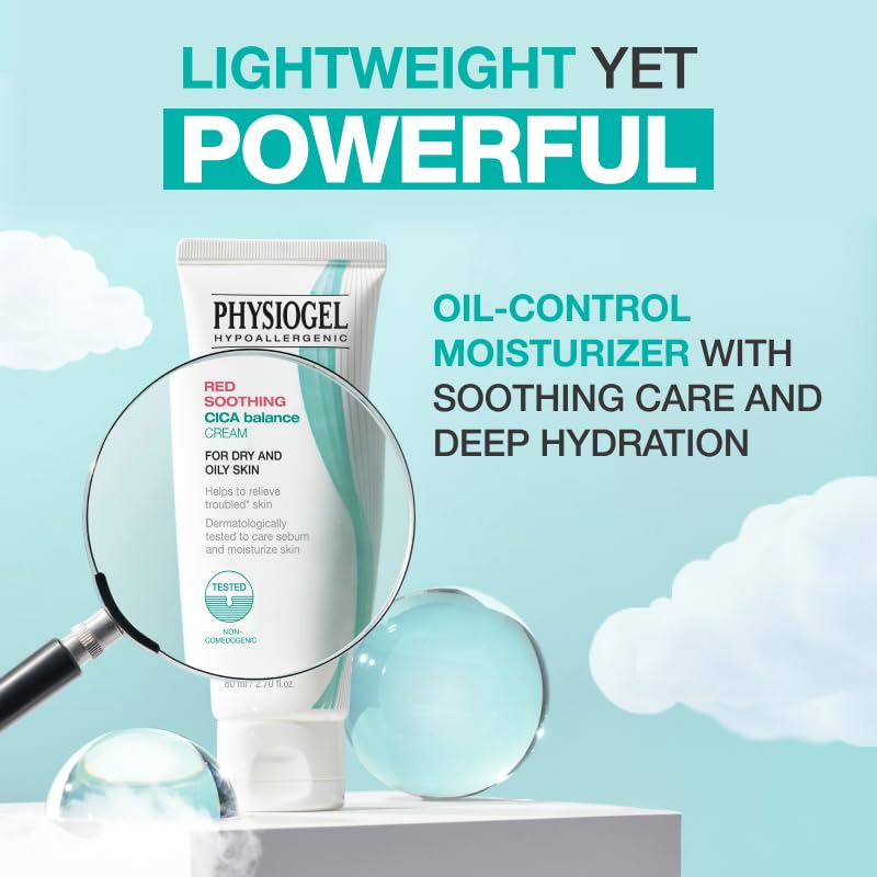 PHYSIOGEL Cica Balance Face Cream - Soothing Moisturizer for Oily & Sensitive Skin | 2.7 fl. oz.