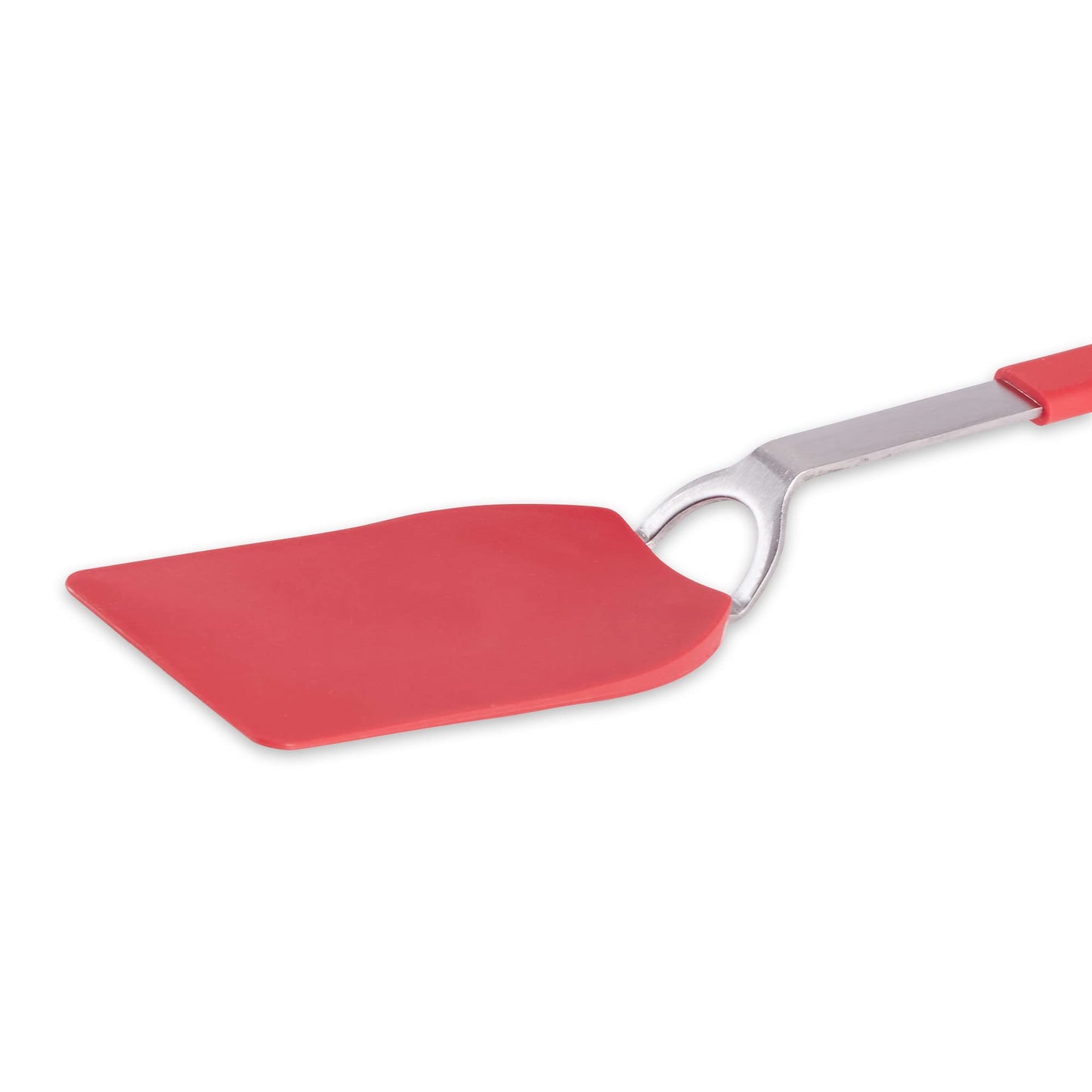 RSVP International Kitchen Tool Collection Flexible Nylon Spatula, Stainless Steel Handle, 12x2.75", Red