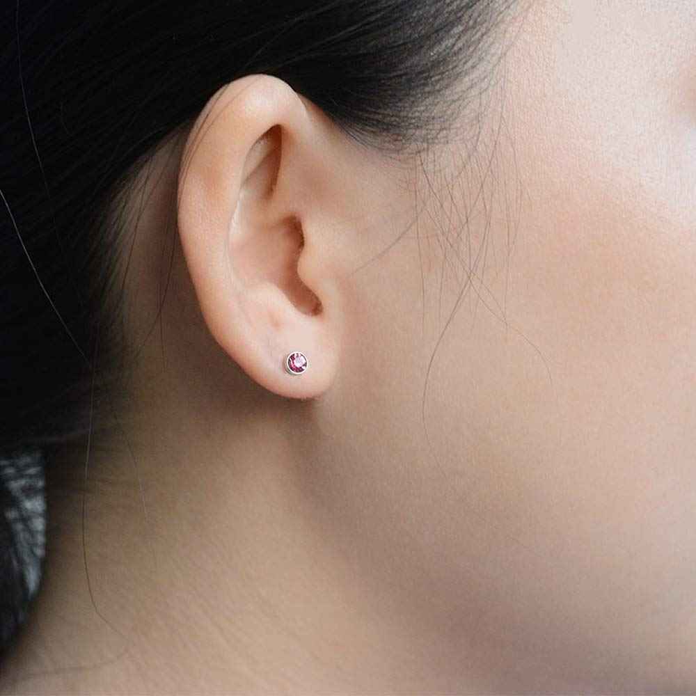 Lishae 2 Pack 3mm Ear Piercing Kit with Cubic Zirconia Stud Earrings Ear Piercing Gun (Pink)