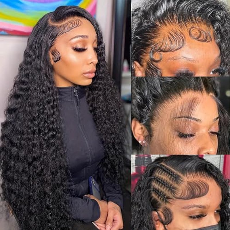26 Inch Deep Wave Lace Front Wigs Human Hair Wig for Women 200 Density 13x6 HD Lace Front Wigs Human Hair Glueless Deep Curly Frontal Wigs Human Hair Pre Plucked