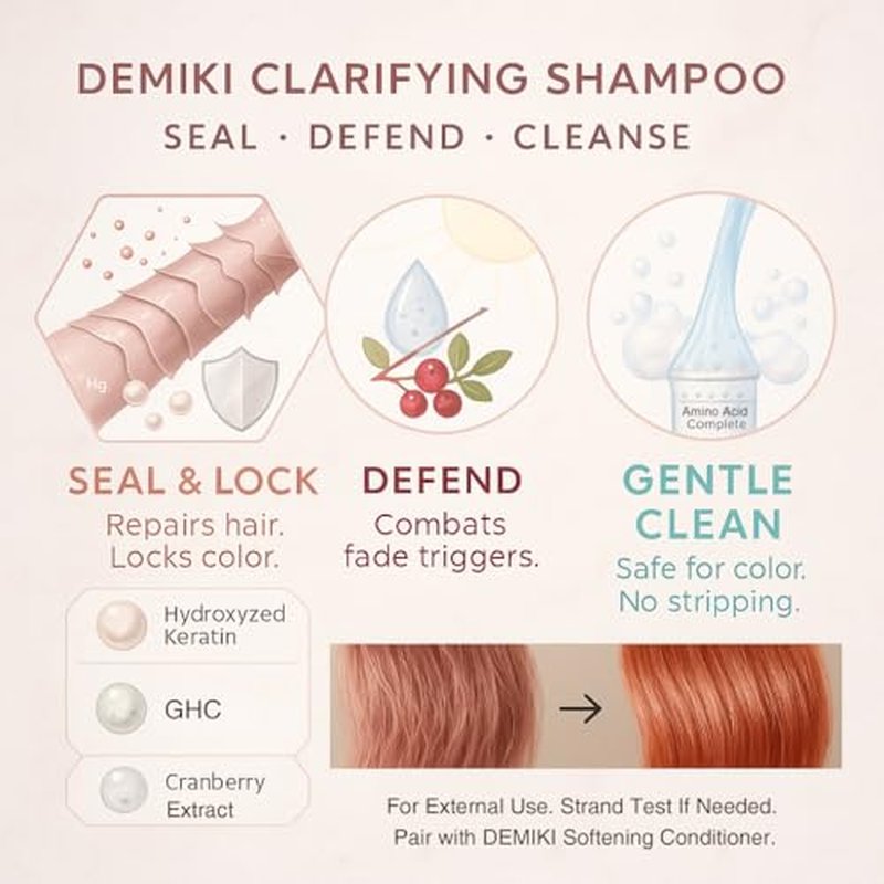 DEMIKI Japanese Shampoo for Women,Anti-Dandruff with Keratin,Clarifying Shampoo for Oily Hair,Sulfate Free,Rose Scent,Volumizing,hair care,Repairs,Strengthens,Nourishes and Softens,450ml 16fl oz