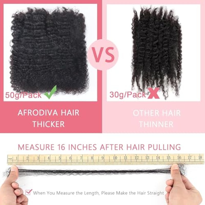 Afro Kinkys Bulk Human Hair for Dreadlocks Kinky Curly Hair for Loc Extensions 100% Real Human Hair Afro Kinky-Curly Human Braiding Bulk for Twist & Repair Locs 4 Packs 200 Gram 16 Inch Ginger