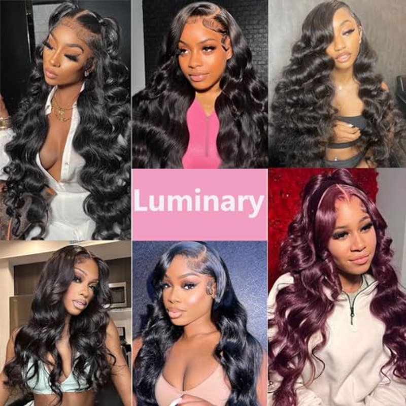 Luminary 13x6 Lace Front Wigs Human Hair Pre Plucked 24 Inch Body Wave Lace Front Wigs Human Hair 180% Density Body Wave HD Transparent Frontal Wigs Human Hair Lace Front Wigs for Women