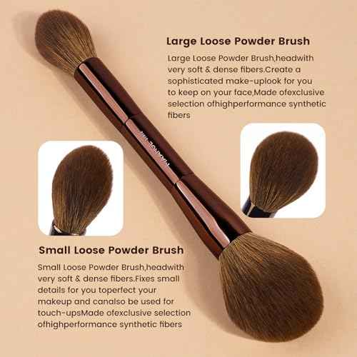 MAANGE 8 PCS Makeup Brush Set Double-end Makeup Brushes for Blending Liquid Powder Concealer Eyeshadow Blush Burshes Set (Brown)