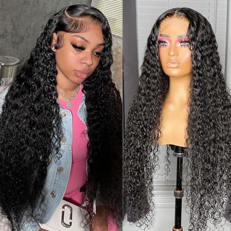 28 Inch 13x4 Lace Front Wig Human Hair 180% Density Water Wave Lace Front Wigs Human Hair Pre Plucked Natural Hairline Hd Frontal For Women Wet And Wavy Bouncy Soft Curl Shedding Free Tangle Free