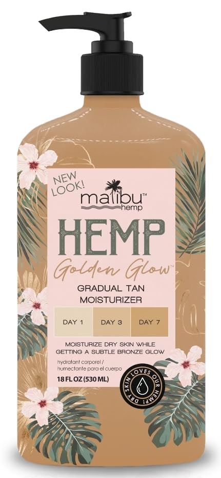 Malibu Tan Hemp Golden Glow Skin Firming Lotion, Medium Deep, 18 fl oz (530 ml) - 1-PACK
