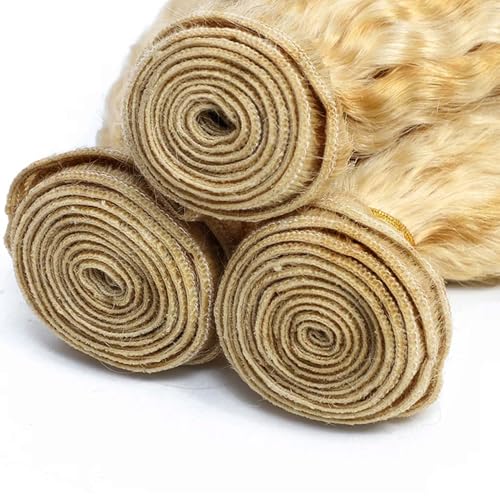 30 30 30 inch P27/613 Human Hair Bundles Blonde Kinky Straight Bundle 613 Yaki Human Hair Bundles 2 Tone #27 Mixed With #613 Yaki Straight Bundle