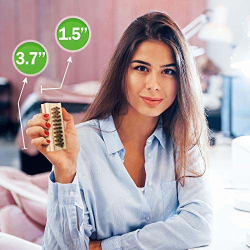 Konex Non-Slip Wooden Two-Sided Nail Brush for Cleaning Fingernails - Nail Scrubber with Natural Boar Bristle - Essential for Daily Use