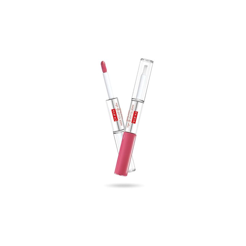 Pupa Milano Lip Duo - Long-Lasting Waterproof Liquid Lip Color & Top Coat | 016 Hot Pink - 0.13 Oz