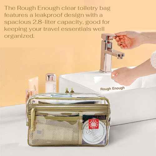 Rough Enough Clear Toiletry Bag for Traveling Women Travel Size Toiletries Makeup Cosmetic Organizer Large Stiff