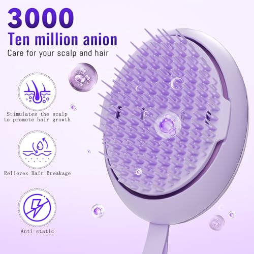 Scalp Massager Hair Growth Brush - Electric Head Massager Relax Scalp Stress - Unique Birthday Gifts for Women - Sonic Vibration Comb for Stimulating Follicles - Purple
