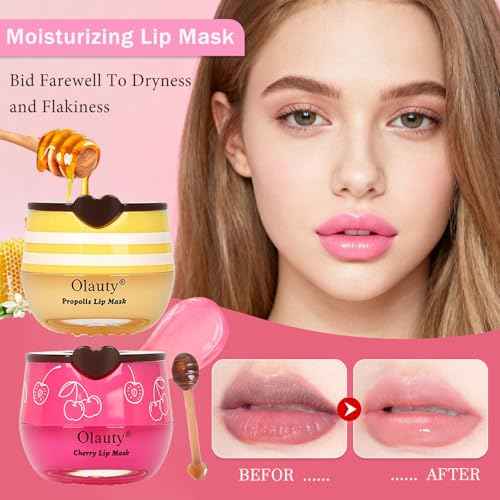 9 PCS Bee Lip Balm Honey Pot, Propolis Fruits Lip Balm Bulk, Hydrating Sleeping Lip Mask Overnight Prevention Dry & Cracked, Smooth Lips & Reduce Lip Lines
