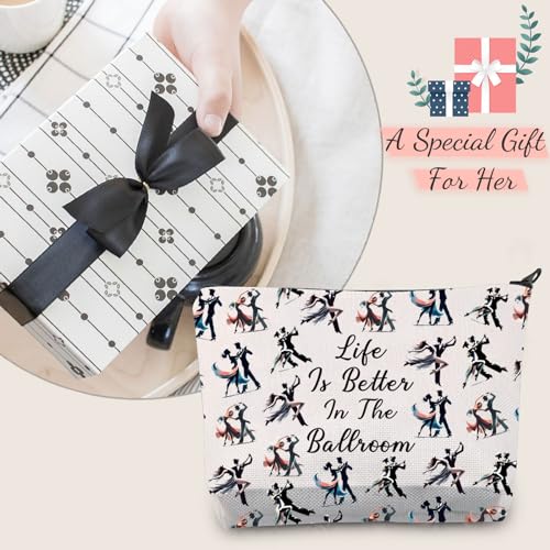 JXGZSO Dance Lover Life Is Better in the Ballroom Makeup Bag - Ballroom Dance Organizer for Tango Dancer