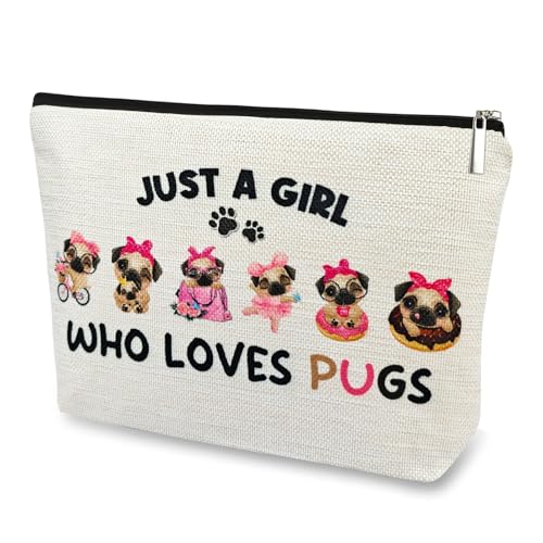 DJOLY Pug Gifts for Lovers, Birthday Decorations, Accessories for Dog Mom, Kids, Cosmetic Travel Pouch, Christmas Decor
