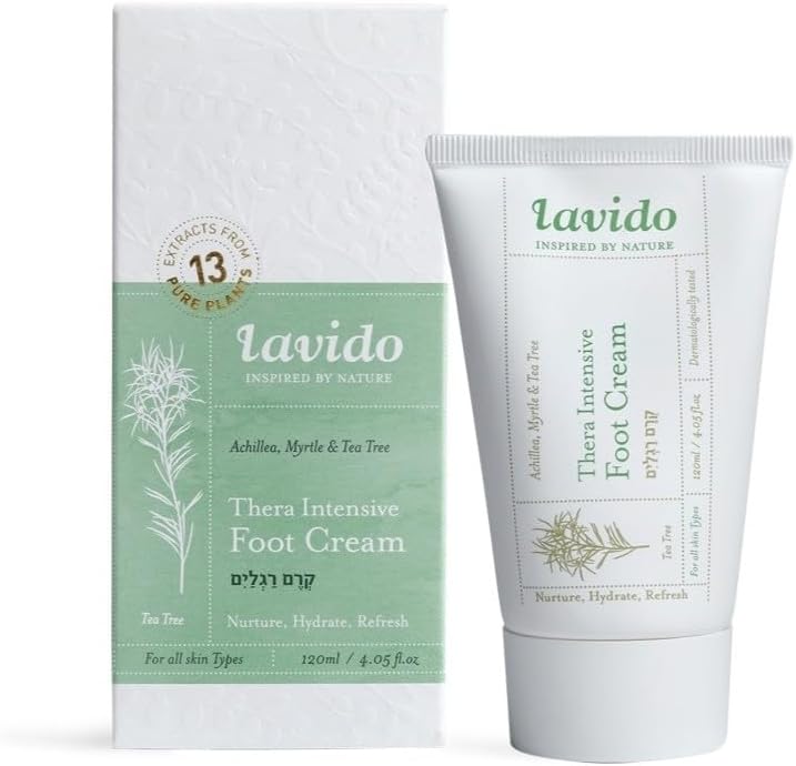 Lavido Natural Thera Intensive Foot Cream - Deodorize & Condition Dry, Cracked Skin | 4 oz (120 ml)
