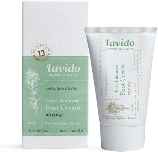 Lavido Natural Thera Intensive Foot Cream - Deodorize & Condition Dry, Cracked Skin | 4 oz (120 ml)