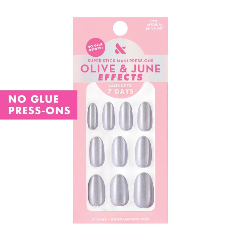 Press-On Nails - Olive & June Effects Super Stick | Oval Medium | 32 Tabs in 16 Sizes | Non-Toxic & Easy On-Off
