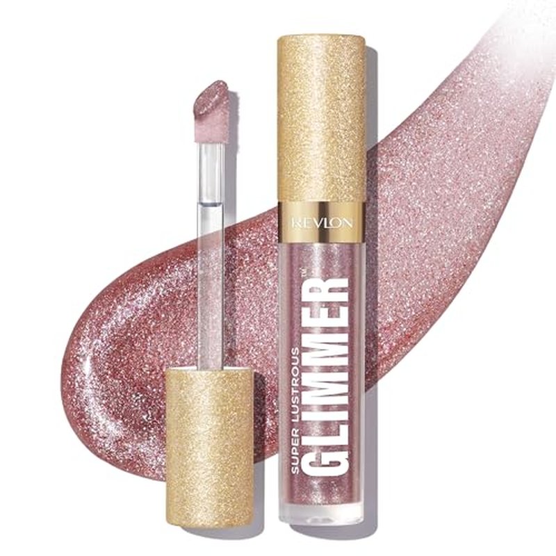 REVLON Super Lustrous Glimmer Gloss, Non-Sticky Lip Gloss, High-Shine Finish, Plant-Based Glitter, 003 Lavender Lust, 0.13 fl oz