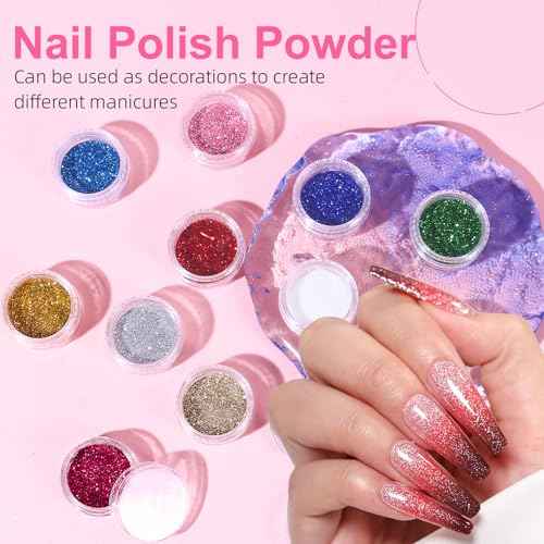 Major Dijit Acrylic Nail Kit with LED Lamp & Electric Drill - 12 Colors Acrylic Powder Monomer, Base/Top Coat, Tips/Glitter/Nail Charms | Nail Kit for Beginners with Everything