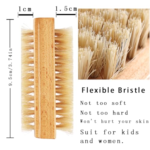 Nail Brush For Cleaning Fingernails, 2Pcs Bamboo Brush For Nail Scrubber, Flexible Bristle Finger Nail Brush To Clean Under Nails Dirt, Nail Scrub Brush Toenail Brush For Kids And Women (2pcs brush)