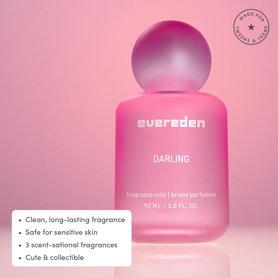 Evereden Fragrance Hair and Body Mist - Darling: Clean and Vegan Collectible Hair and Body Spray for Teen Girls - Amplify Your Self Expression with Iconic Scents in Aesthetic Bottles