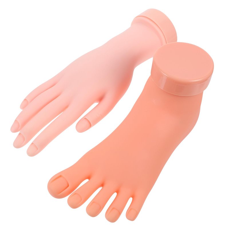Beaupretty Manicure Practice Left Hand and Foot Model 8.85 Inch Lightweight Fake Nail Art Trainer with Bendable Fingers for Salon and Beginner Nail Training