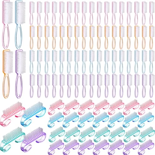 Patelai 200 Pcs Handle Grip Nail Brush Bulk Colorful Nail Scrubber Fingernail Brushes Hand Toes Cleaning Brushes Pedicure Scrubbing Tool for Men and Women, Multicolor Brush