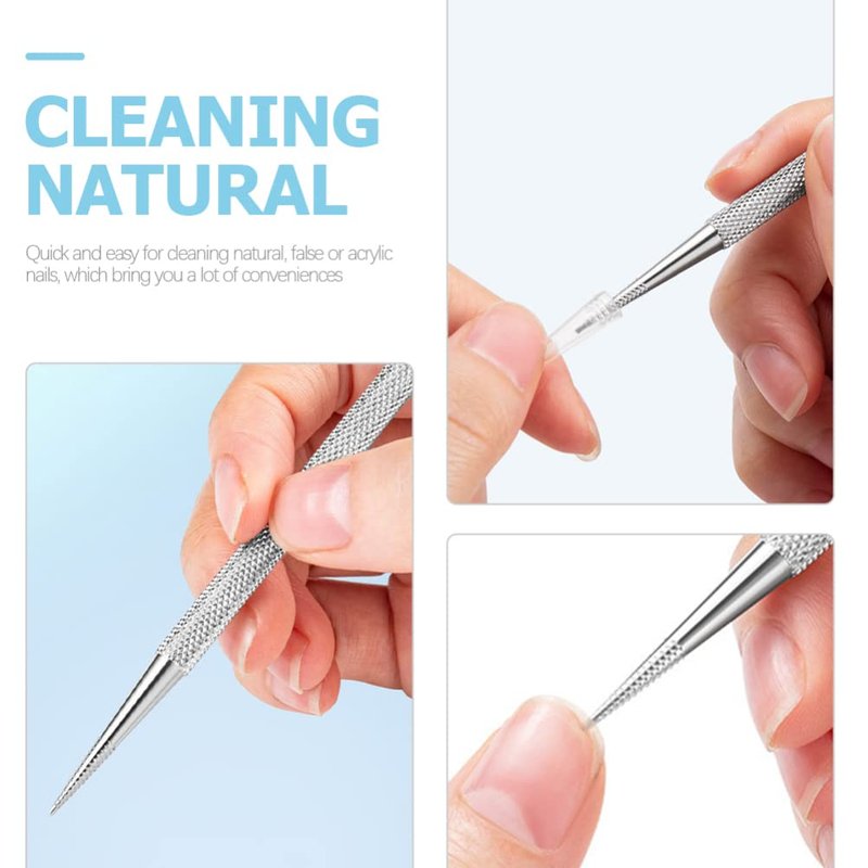Beavorty 4pcs Stainless Steel Cuticle Pusher Nail Dotting Pen Metal Dead Skin Remover for Professional Manicure Pedicure Nail Art Care Tools
