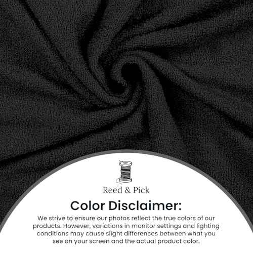 Reed&Pick 24 Pack Black Hand Towels 100% Cotton Spa Towels 16x26 inches Highly Absorbable Facial, Gym, Hair and Face Towels in Bulk