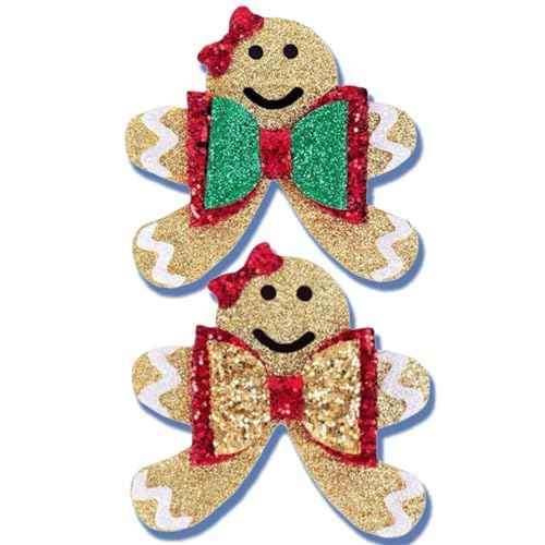 Christmas Glitter Hair Clips Cute Sparkly Gingerbread Man Shape Cheer Barrettes Alligator Hairpins for Teens Toddler Girls Kids Xmas Holiday Party Dress Decor Accessories Gift (H)