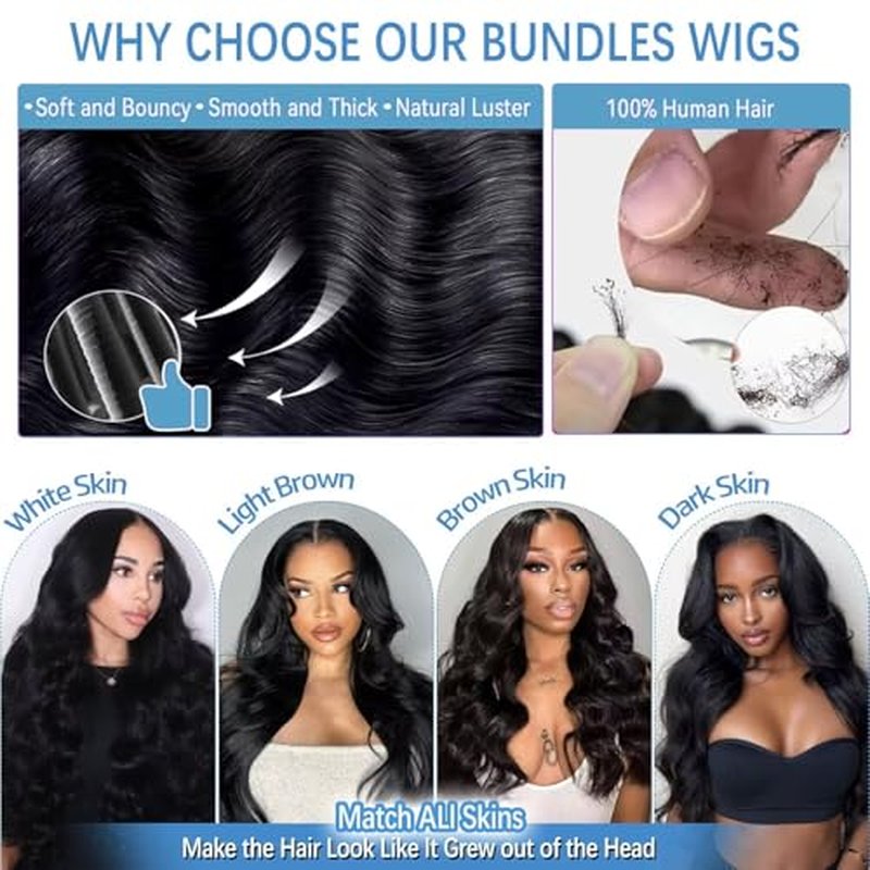 12A Human Hair Bundles 22 24 26 Inch Body Wave Bundles Human Hair 100% Unprocessed Brazilian Virgin Weave 3 Bundle for Women Natural Black Real Body Wavy Human Hair Extensions