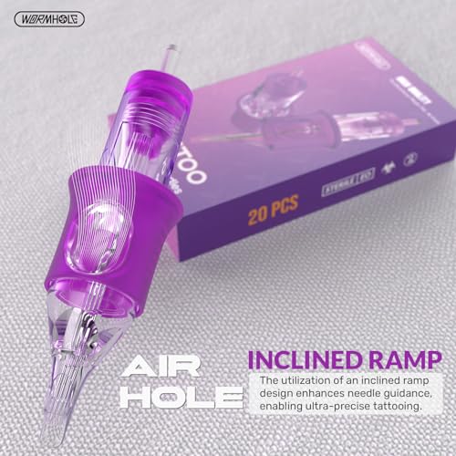 Tattoo Needles, Wormhole Tattoo Cartridge Needles 20pcs 7M1 Disposable Tattoo Needle Cartridges Stack Magnum for Rotary Tattoo Machine Gun Cartridge Machine Permanent Makeup (1007M1)