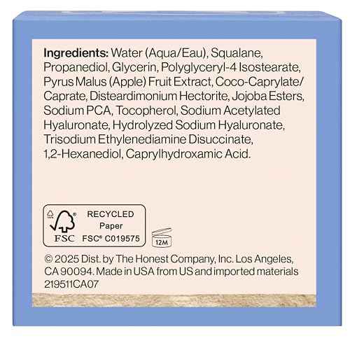 Honest Beauty Hydrogel Cream with Hyaluronic Acid | Lightweight, Moisturizing Water Cream | Gentle for Sensitive Skin, Fragrance Free, Vegan | 1.7 fl oz