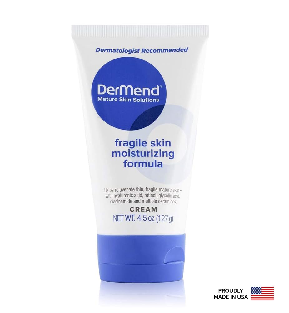 Dermend Specialized Fragile Skin Moisturizing Cream: Formula to Restore & Rejuvenate Mature Skin - Daily Moisturizer & Anti Wrinkle Cream for Firming & Strengthening Thin, Aging Skin - 4.5 Oz Tube
