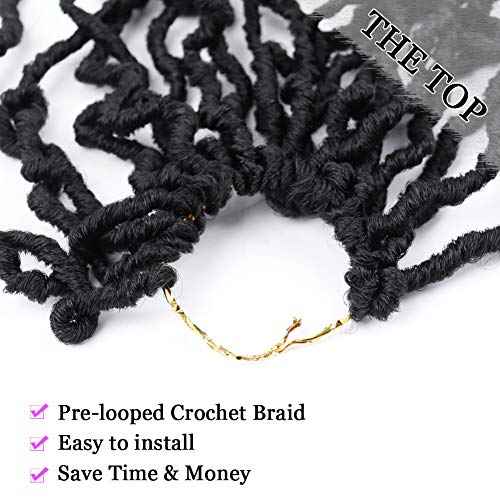 Violet 18 Inch New Faux Locs Crochet Hair Soft Locs Crochet Hair Natural Faux Braids Pre-looped Synthetic Afro Roots Braid For Black Women (18Inch, 6Packs, 1B)