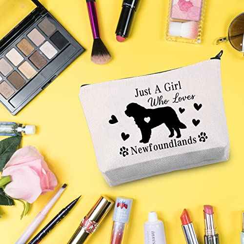 G2TUP Newfoundland Lover Gift Who Loves Newfoundlands Makeup Bag Newfoundland Dog Owner Gift Travel Bag (Loves Newfoundlands White Bag)