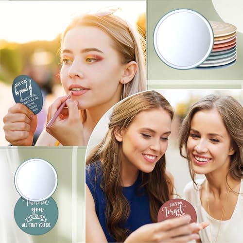Kigley 50 Pcs Inspirational Compact Mirrors Bulk Employee Appreciation Gifts Round Pocket Mirror for Women Portable Makeup Mini Mirror for Coworker Vet Tech Week Nurse Medical Assistant Christmas