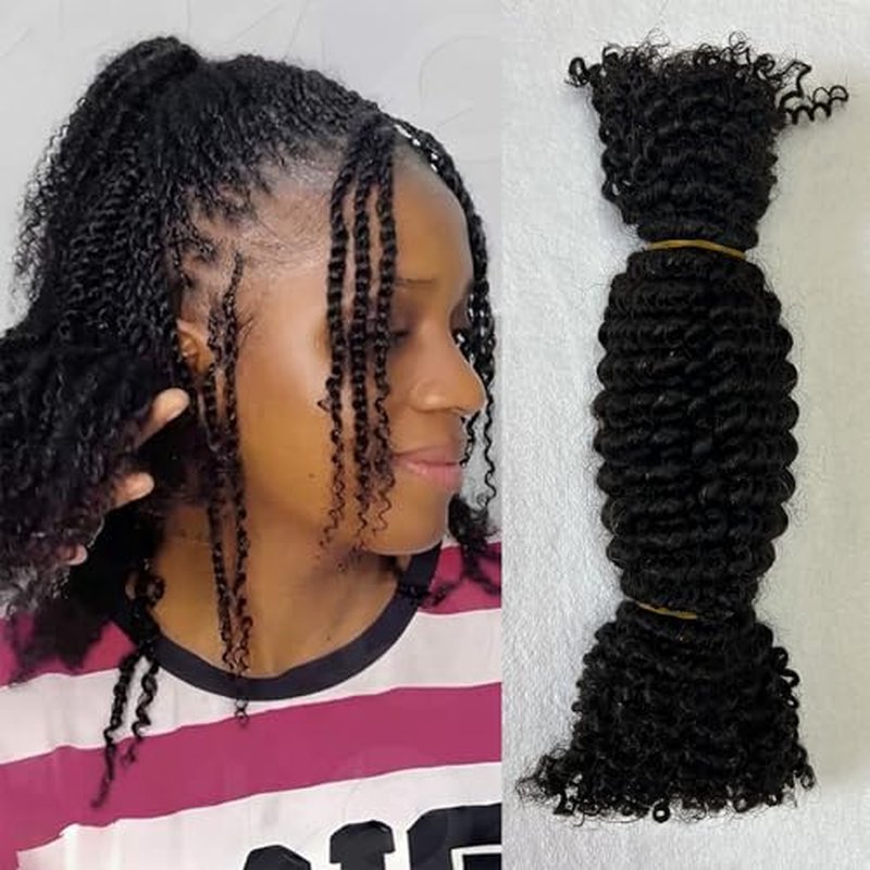 Springy Afro Twist Human Pre Separated Bulk Hair Extensions Mini Kinky Curly Twist With Extensions Crochet Braids Bundles Marley Twists Braiding Hair for Women 22 Inch 100g